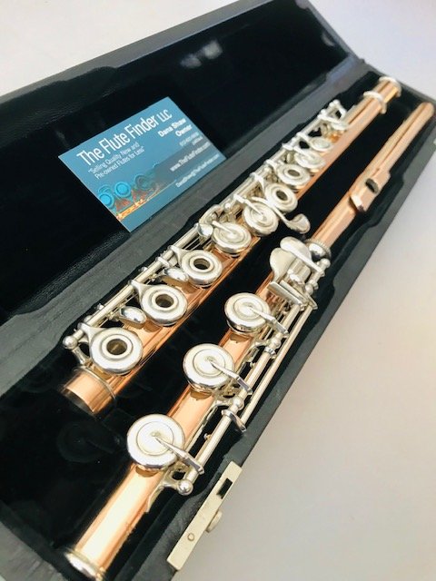 IMG_4217.jpg Powell 9k Aurumite Conservatory Flute, Sterling Mechanism, Solid 9k Gold Lip, Offset G, Overhauled with Straubinger Pads, Warranty!
