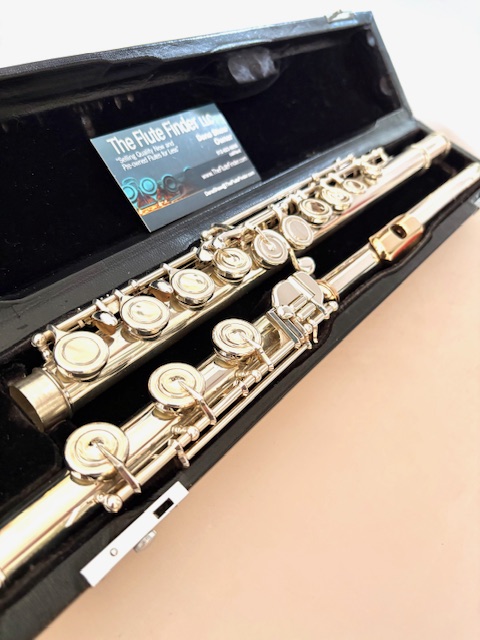 Miyazawa Classic (Vision) Flute, All .925 Silver, Offset G, B Foot, 9k Lipplate/14k Riser, Gold Crown, Closed Hole, 1-Year Warranty!