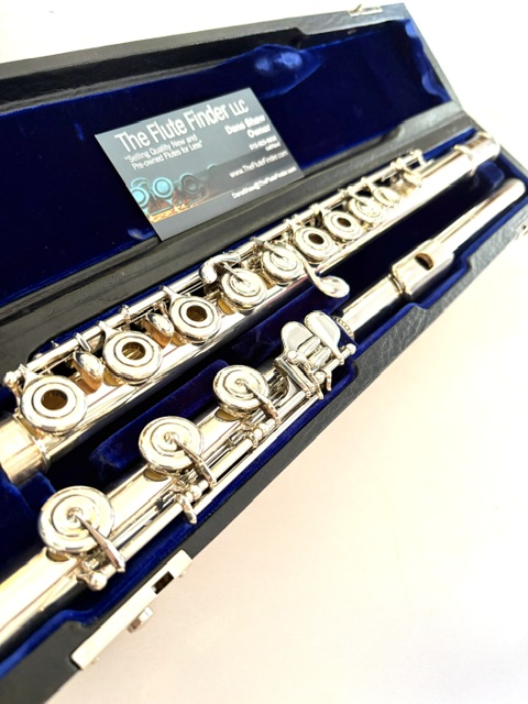 Mateki MO-032 RH Solid Silver Handmade Flute, Inline G, 14k Gold Riser/Halo, Overhauled With 1-Year Warranty!