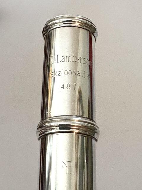 N.D.”Tip” Lamberson Handmade All Silver Flute, Inline G, Soldered Tone Holes, 14k Plated Lip, Overhauled, 1-Year Warranty!